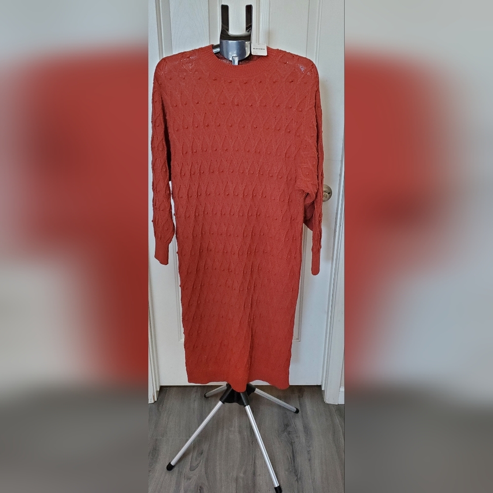 Free People Rust Knit Sweater Dress